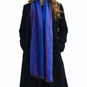 6.5 ft Handmade Ecuador, 60% Alpaca scarf, woven striped, bold vibrant colours